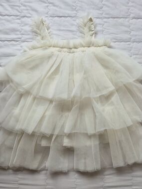 Ivory Tulle Tiered Dress